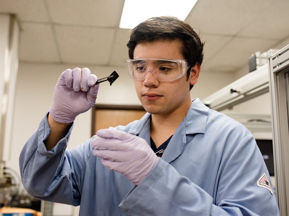 student working in lab