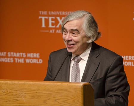 Ernest Moniz speaking at UT.